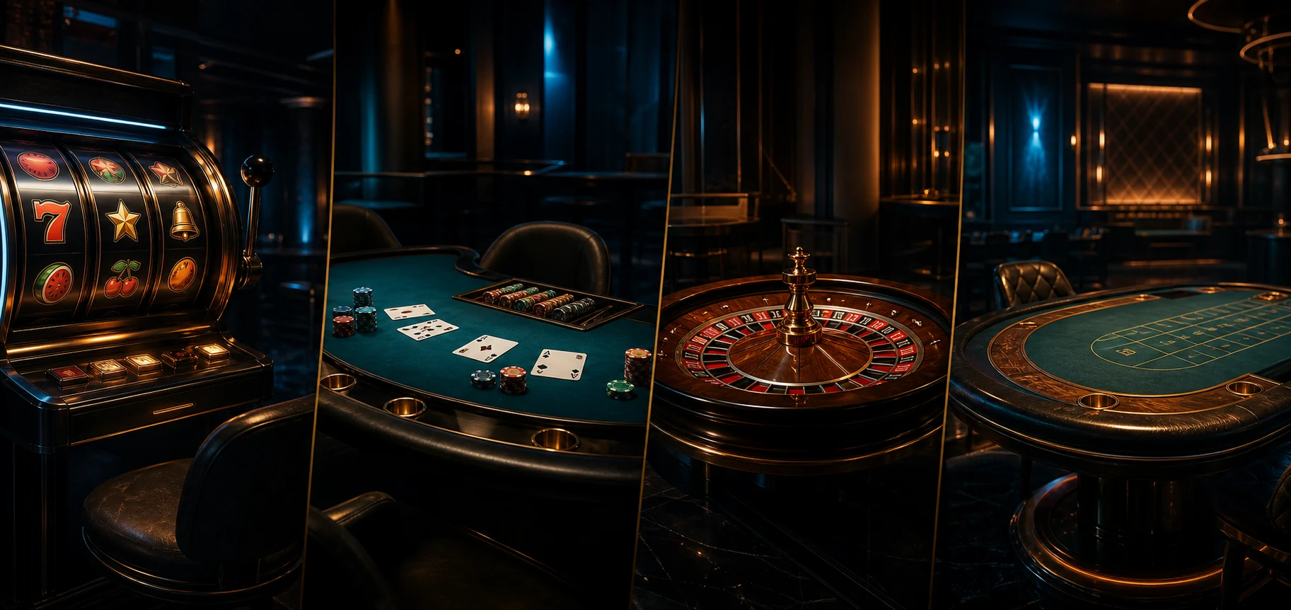 Sele&ccedil;&atilde;o de jogos de cassino com slots, blackjack, roleta e bacar&aacute;